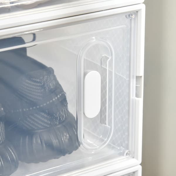 Skoskap Diy Plug-In Hylle Med 8 Rom, Rektangulært Skohylle, Plast, Gjennomsiktig, 25X35X19Cm