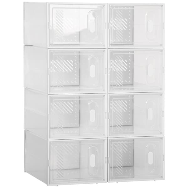 Skoskab Diy Plug-In Hylde Med 8 Rum, Rektangulært Skohylde, Plast, Gennemsigtig, 25X35X19Cm