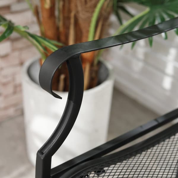 Hagebenk 2-Seters Parkbenk Terrassebenk Kan Holde Opptil 220 Kg Med Ryggstøtter Metall Sort 113 X 58 X 98 Cm