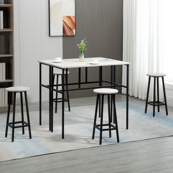 Spisegruppe 6-Delt Siddegruppe Med 2 Barborde Og 4 Stole, Industrielt Design, Barstolssæt, Spåntræ/Stål, Grå+Sort