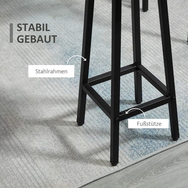 Spisegruppe 6-Delt Siddegruppe Med 2 Barborde Og 4 Stole, Industrielt Design, Barstolssæt, Spåntræ/Stål, Grå+Sort