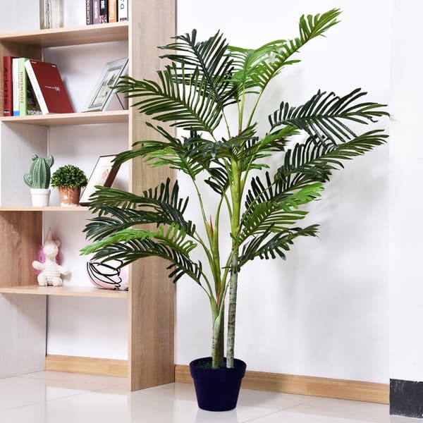 Konstgjord Palm Stor Konstgjord Växt 150 Cm Med Kruka, 19 Palmblad, Plast, Dekoration För Inomhus Och Utomhusbruk