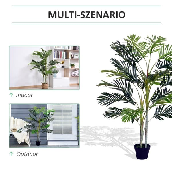 Konstgjord Palm Stor Konstgjord Växt 150 Cm Med Kruka, 19 Palmblad, Plast, Dekoration För Inomhus Och Utomhusbruk