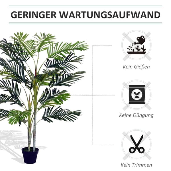 Konstgjord Palm Stor Konstgjord Växt 150 Cm Med Kruka, 19 Palmblad, Plast, Dekoration För Inomhus Och Utomhusbruk