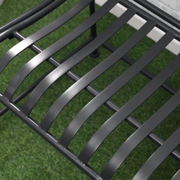 Hagebenk Benk For 2 Personer Park Benk Armlen Metall Benk Hage Balkong Uteplass Opptil 220 Kg Grå 155X54X96Cm