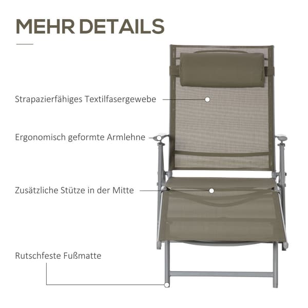 Solstol Solstol Trädgård Solstol 7 Positioner Justerbar Strand Solstol Med Kudde Hopfällbar Mesh Metall 137 X 63,5 X 100,5 Cm