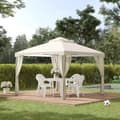 Pikkukuva 3 / 10: Garden Gazebo 3X3X2.6M Pavilion Garden Teltta 4 Sivuseinällä, Säänkestävä, Metalli + Polyesteri, Kermanvalkoinen