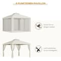 Pikkukuva 5 / 10: Garden Gazebo 3X3X2.6M Pavilion Garden Teltta 4 Sivuseinällä, Säänkestävä, Metalli + Polyesteri, Kermanvalkoinen