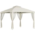 Pikkukuva 1 / 10: Garden Gazebo 3X3X2.6M Pavilion Garden Teltta 4 Sivuseinällä, Säänkestävä, Metalli + Polyesteri, Kermanvalkoinen