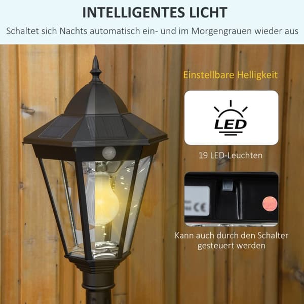 Solar Garden Lanterne Have Light Path Light Med 19 Led 130 Lumen 3000K Aluminium Hærdet Glas Sort 22 X 22 X 194 Cm