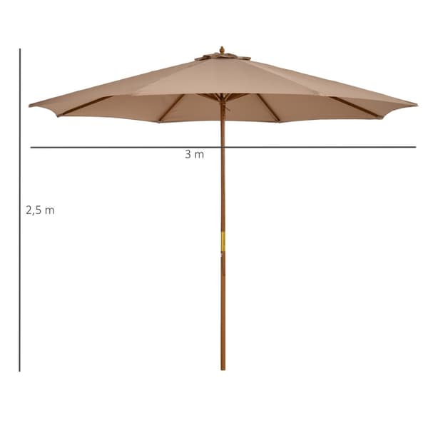 Parasoll Tre 300 Cm Treparaply Hageparaply Balkong Paraply Bambus Khaki