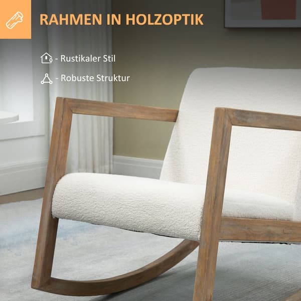 Gyngestol Relax-Stol Med Treramme Polstret Salonggummi Trekremhvit