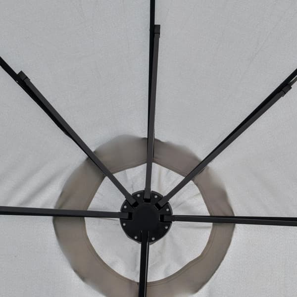 Aurinkovarjo Led-Aurinkoenergialla 4,5 M Double Aurinkovarjo Puutarha Sateenvarjo Market Sateenvarjo Patio Sateenvarjo Ovaali Vaaleanharmaa + Musta