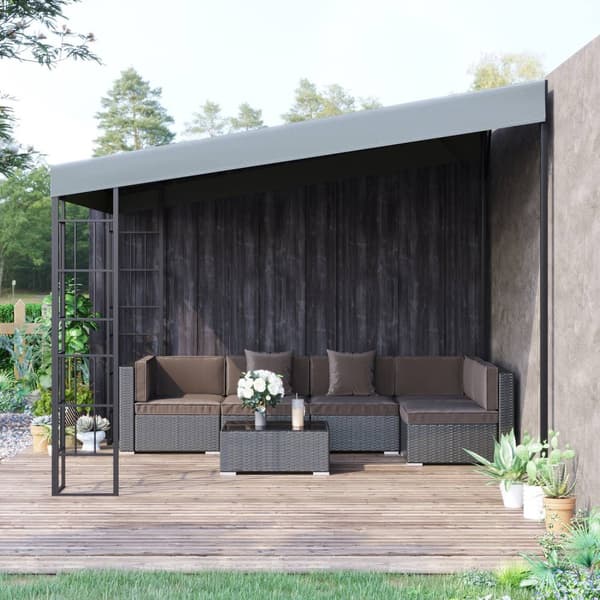Pergola 4 X 3 M Hage Gazebo Lysthus Baldakin Telt Metall Polyester Grå