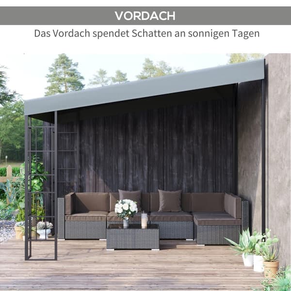 Pergola 4 X 3 M Hage Gazebo Lysthus Baldakin Telt Metall Polyester Grå