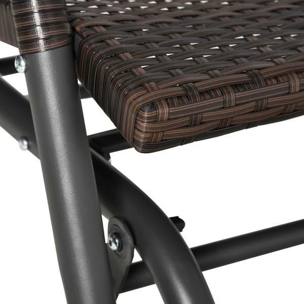 Polyrattan Huskebenk 2-Seters Utendørs Terrasse Hage Loveseat Hage Huske Med Ryggstøtte Benk Park Benk Brun 70 X 120 X 84 Cm