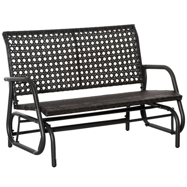 Polyrattan Huskebenk 2-Seters Utendørs Terrasse Hage Loveseat Hage Huske Med Ryggstøtte Benk Park Benk Grå 70 X 120 X 84 Cm
