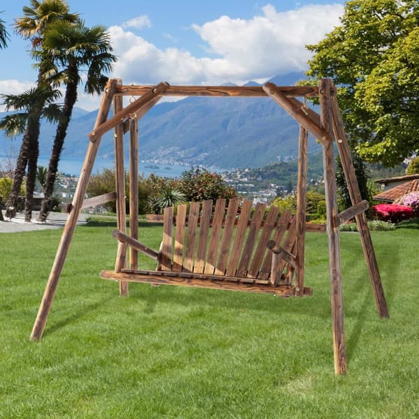 Hollywood Swing 2-Sits Trädgårdsgunga Gungbänk Hängbänk Massivt Trä Natur 187 X 137 X 170 Cm
