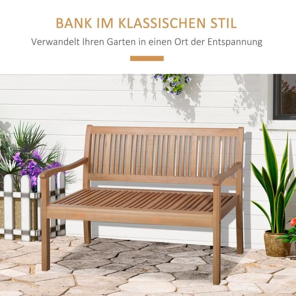 Hagebenk 2-Seters Poplar Wood Ryggstøtte Gul 180Kg Patio Garden