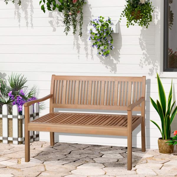 Hagebenk 2-Seters Poplar Wood Ryggstøtte Gul 180Kg Patio Garden