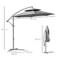 Miniatyrbilde 4 av 10: Parasoll Cantilever Paraply Ø2,67 X 2,45 M Krank Paraply Med Dobbelt Tak Kryssfot Stål Utendørs Solskjerming Polyester Stål Lys Grå