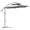 Miniatyrbilde 1 av 10: Parasoll Cantilever Paraply Ø2,67 X 2,45 M Krank Paraply Med Dobbelt Tak Kryssfot Stål Utendørs Solskjerming Polyester Stål Lys Grå
