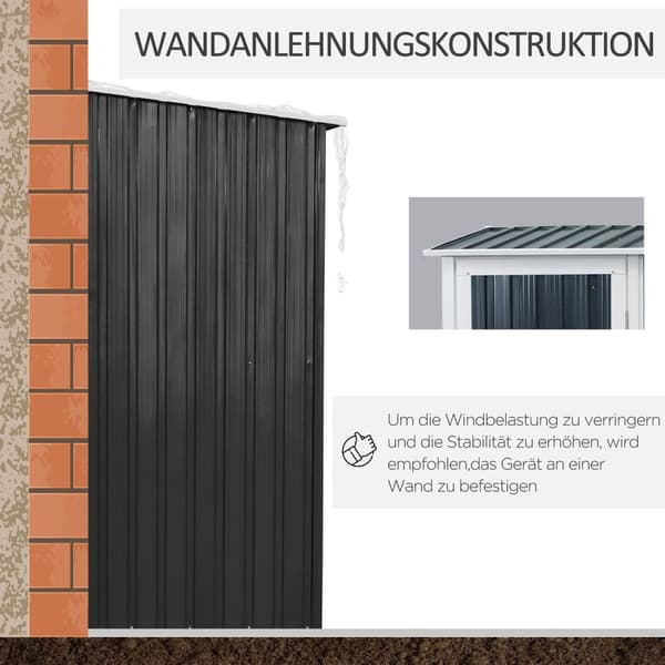 Redskabsskur Haveskur Redskabsskur Med Dør Udendørs Stål Mørkegrå 142 X 84 X 189 Cm