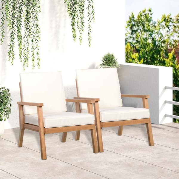 Hagestoler Sett Med 2 Komfortable Hagestoler Med Puter, Laget Av Poppeltre, For Balkong Og Hage, 66 X 77,5 X 74,5 Cm