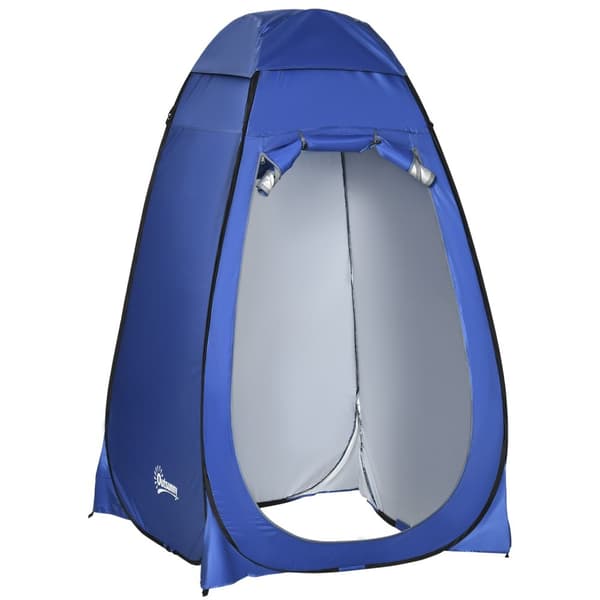 Pop Up Toilettelt Mobilt Campingbrusetelt Pusletelt Med Inderlomme Brusekabine Vandtæt Polyester Mørkeblå 120 X 120 X 190 Cm