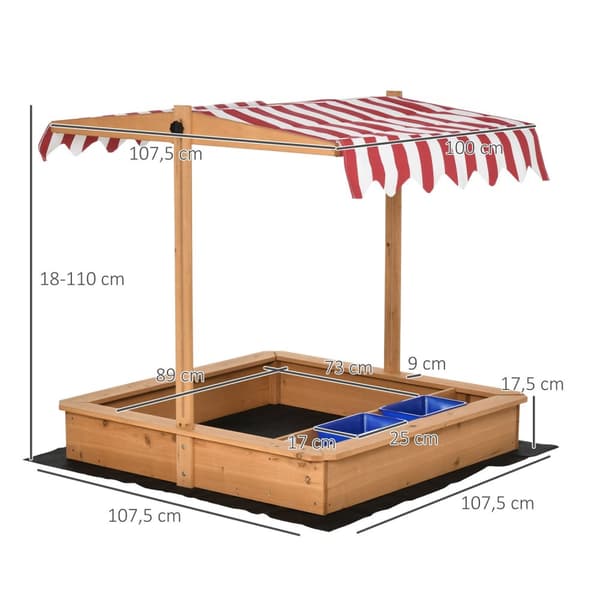 Sandkasse, Trebunnløst Design Gjørmeområde For Barn 3-7 År Sandkasse Med Dekktak For Hageterrassestrand
