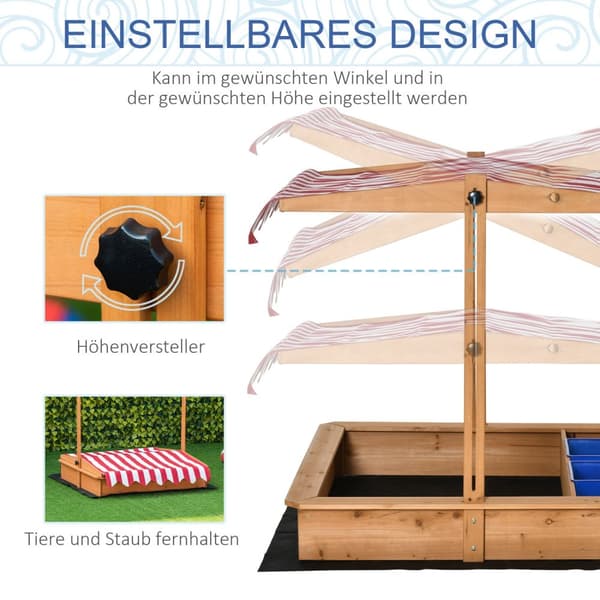 Sandkasse, Trebunnløst Design Gjørmeområde For Barn 3-7 År Sandkasse Med Dekktak For Hageterrassestrand