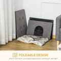 Miniatyrbillede 7 af 10: 2-I-1 Cat Cave Fodskammel Med Pude Træben Kattehus Kattekurv Blødt Polstret Osmannisk Elegant Design Aftagelig Mdf Plys Grå