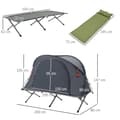 Miniatyrbild 4 av 10: Campingsäng Med Tält Upphöjd Tältsäng För 1 Person Kupoltält Med Luftmadrass Inkl Bärväska Grå 200 X 86 X 147 Cm