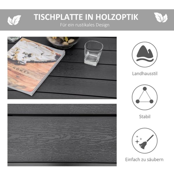 Havebord 4 Personer Kompakt Spisebord Letplejet Aluminiumsbord Havemøbler Plast Sort 80X80X74Cm