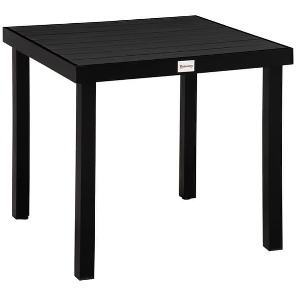 Havebord 4 Personer Kompakt Spisebord Letplejet Aluminiumsbord Havemøbler Plast Sort 80X80X74Cm