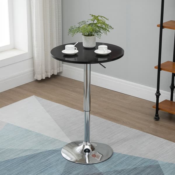 Pyöreä Baaripöytä Korkeussäädettävä Pyörivä Pöytä Teräs Musta Ø61X70-97Cm