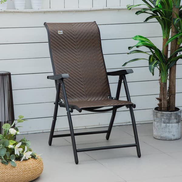 Polyrotting Hagestol Sammenleggbar Ryggstøtte 7 Nivåer Justerbar Sammenleggbar Stol Med Armlen For Hage Balkong Og Terrasse 58 X 71 X 111 Cm