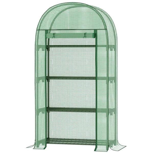 Foil Greenhouse 4 Hyllor, Miniväxthus För Balkong, Växthus, Tomathus, Metall, Grön, 80X49X160Cm