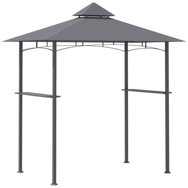Barbecue Gazebo Robust Hagetelt Med Flammehemmende Dobbelttak, Ideelt For Balkong, Grå, 245X148X252Cm