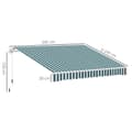 Miniatyrbilde 4 av 10: Manuell Foldearmsmarkise 4 M Med Håndsveiv Balkongmarkise Solskjerming Veggmontering Balkong Aluminium Hvit + Grønn 395 X 245 Cm
