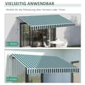 Miniatyrbilde 6 av 10: Manuell Foldearmsmarkise 4 M Med Håndsveiv Balkongmarkise Solskjerming Veggmontering Balkong Aluminium Hvit + Grønn 395 X 245 Cm