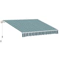 Miniatyrbilde 1 av 10: Manuell Foldearmsmarkise 4 M Med Håndsveiv Balkongmarkise Solskjerming Veggmontering Balkong Aluminium Hvit + Grønn 395 X 245 Cm