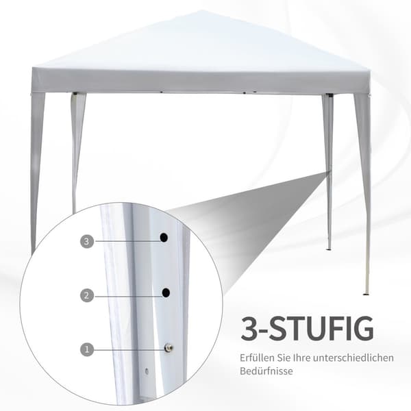 Gazebo 2,95X2,95M Pop-Up Sammenleggbart Lysthus, Uv-Beskyttelse, Sammenleggbart, Stål+Oxford, Hvit