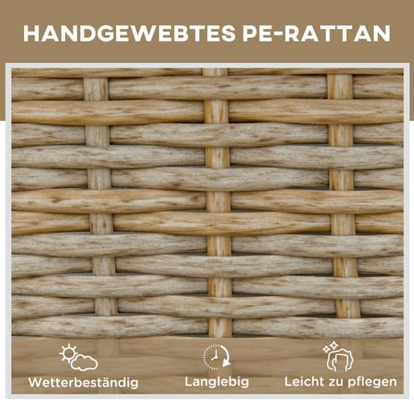 Polyrottinki Aurinkotuoli Puutarha Lepotuoli Säädettävä Tyyny Natural Khaki 200X66X92Cm