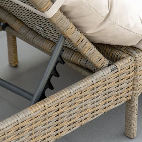 Polyrottinki Aurinkotuoli Puutarha Lepotuoli Säädettävä Tyyny Natural Khaki 200X66X92Cm