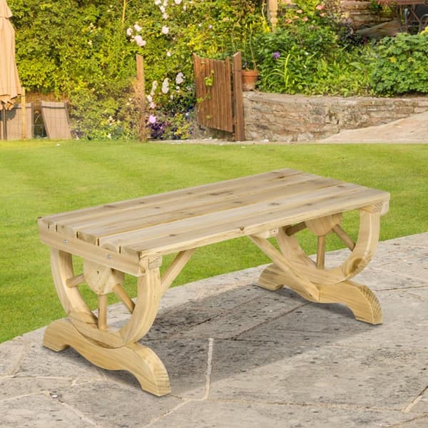 Havebænk Træ Vejrbestandig Bænk Havemøbler Rustik Bænk Natural 98 X 50 X 39,5 Cm