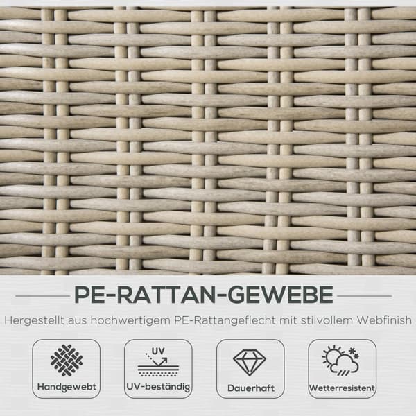 Polyrattan Havemøbelsæt 4 Personer Loungemøbler Sofabord Sædepude Khaki + Beige