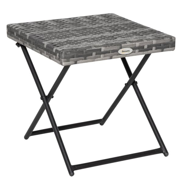 Puutarhapöytä Polyrottinki Kokoontaittuva Sohvapöytä Kokoontaittuva Pöytä Metallikehys Harmaa 40X40X40Cm