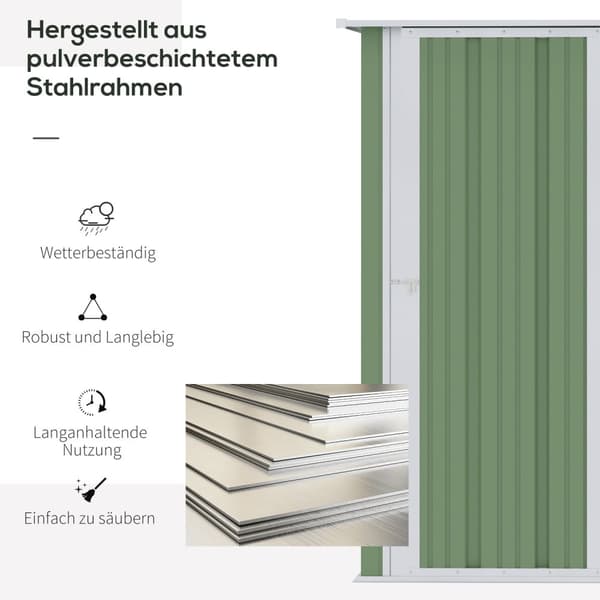 Redskabsskur Haveskur Redskabsskur Med Dør Udendørs Stål Grøn 142 X 84 X 189 Cm
