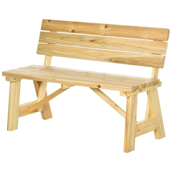 Trädgårdsbänk 2-Sits Parkbänk Av Trä Bänk Upp Till 220 Kg Bänk Uteplatsbänk Med Ryggstöd Trädgårdsmöbler Massivt Trä 116 X 56 X 80 Cm